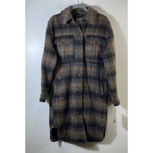 Avec Les Filles Plaid Coat in Brown and Black